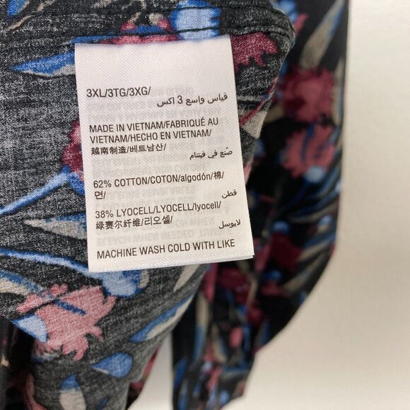 Inc. Men's Button Up Shirt Size 3XL Black Cotton Blend Abstract Floral - Picture 6 of 6